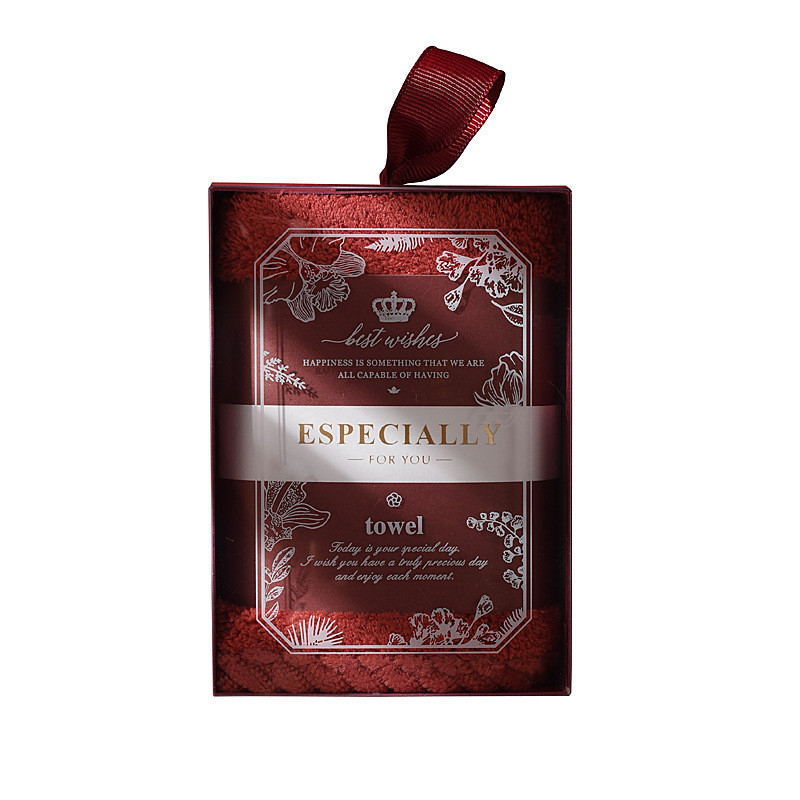 Op maat gemaakte grootte Lichte luxe koraal pluis handdoeken Multi Style zachte vierkant handdoeken Presentatie cadeautek