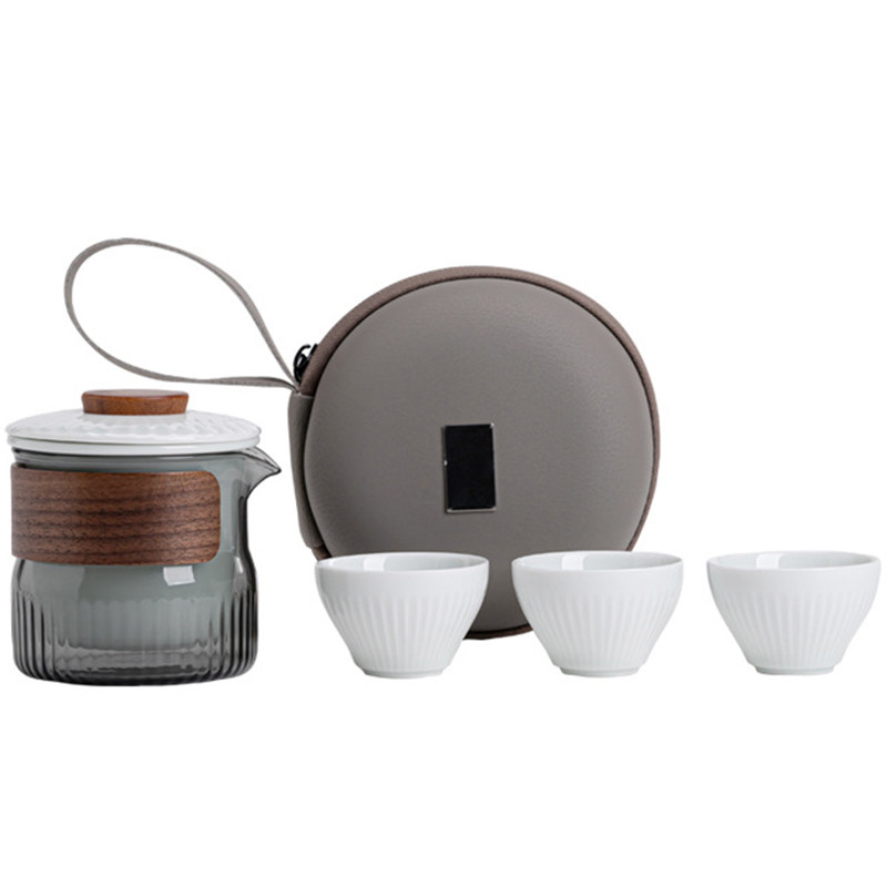 Presentatie Geschenk Set Dongli Travel Express Cup Set Draagbare Ronde Tas Een Pot Drie Cup Business Tea Set Gift