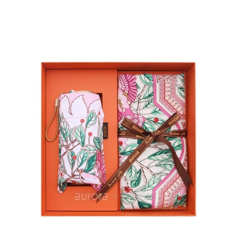 Mulberry Silk Vierkant sjaal en vouwde paraplu voor zakelijke cadeau-oplossingen