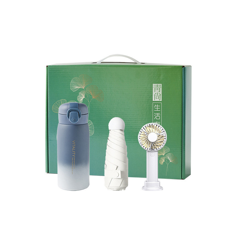 Summer Cool Set Plastic Sports Watercup Handheld Fan Capsule Paraplu als welkomstcadeau