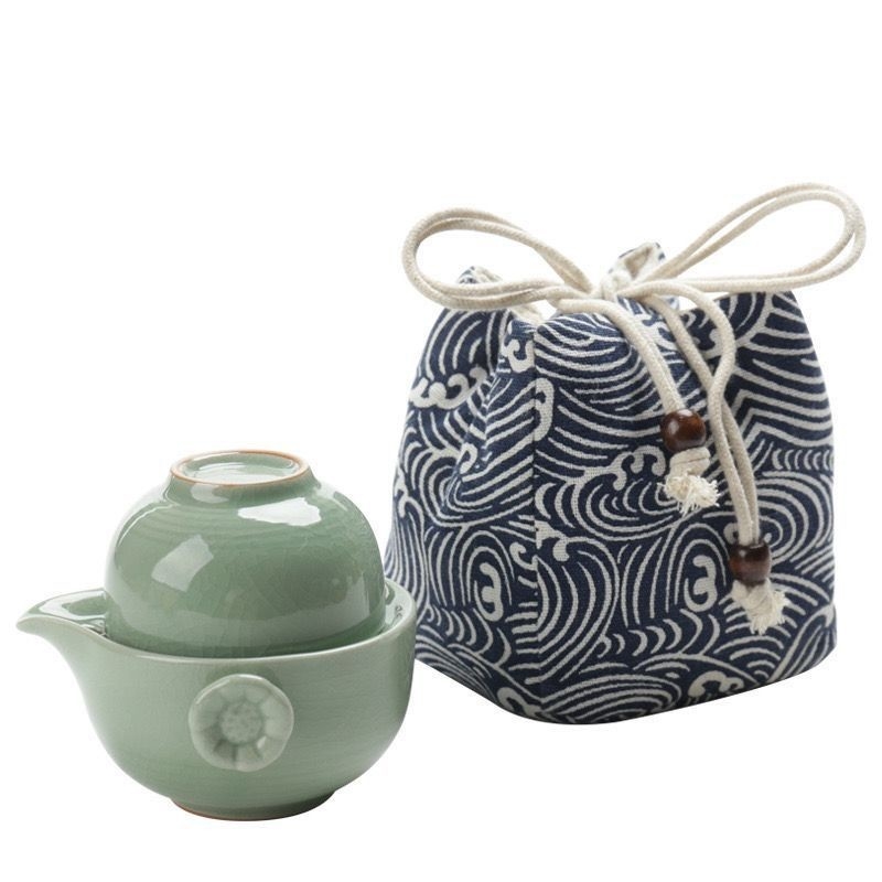 Draagbare Keramische Ge Kiln Quick Guest Cup Een Pot Twee Kopjes Reis Thee Set Activiteit Gift