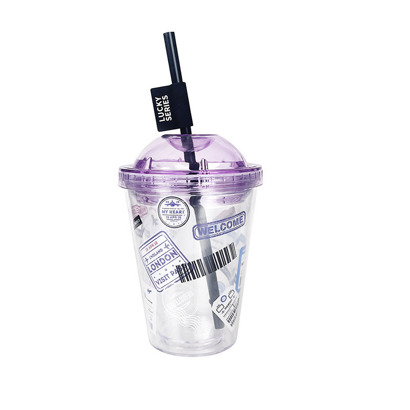High Beauty Instagram Straw Cup Creatief Plastic Double Layer Waterbeker voor Zomercadeau