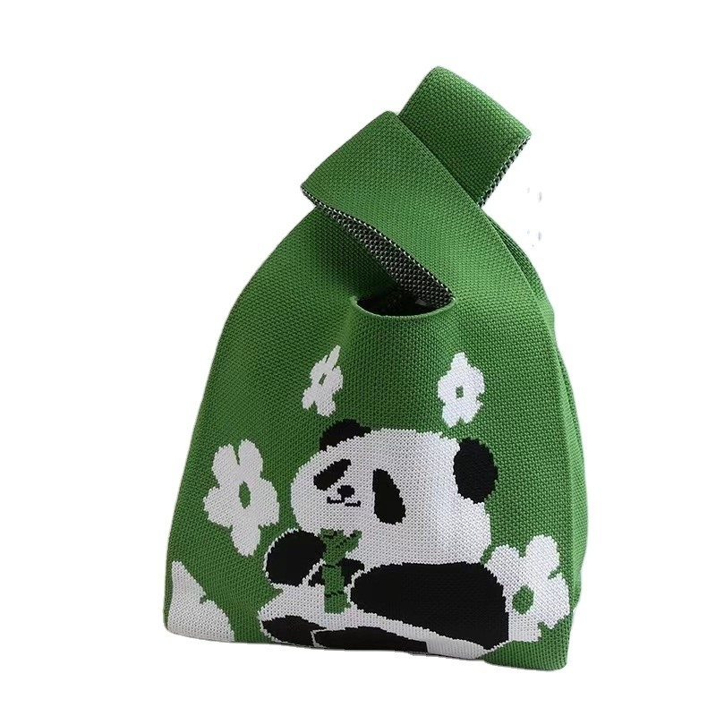 Kleurrijke Panda gebreide tas Set Handheld Kleine ventilator Hand Cream Glas paraplu Geschenk Set