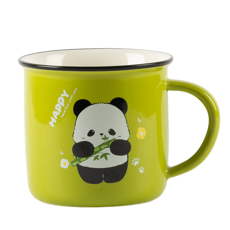 Werknemer Welzijnsgeschenk Schattig Panda Cartoon Keramische Waterbeker met UV en Kleuren Printing