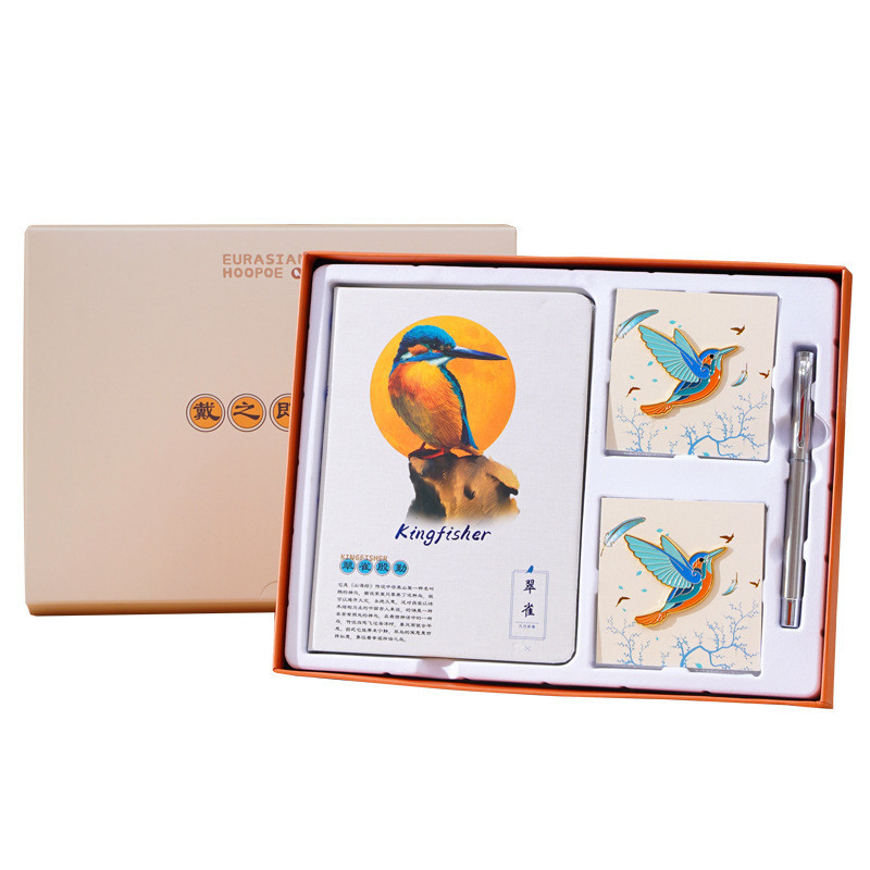 Gepersonaliseerde Good Luck Bird Gift Box Set Notebook Broches en Pen voor zakelijk cadeau geven
