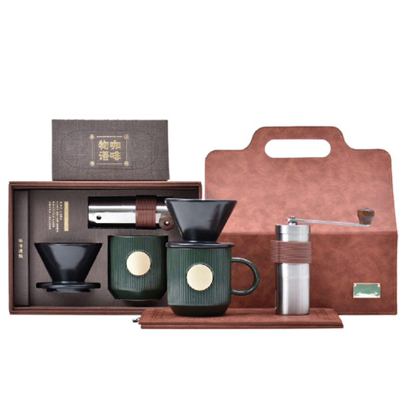 Zakencadeau Handheld Box met Bean Grinder Keramische Filter Cup en Keramische koffiebeker