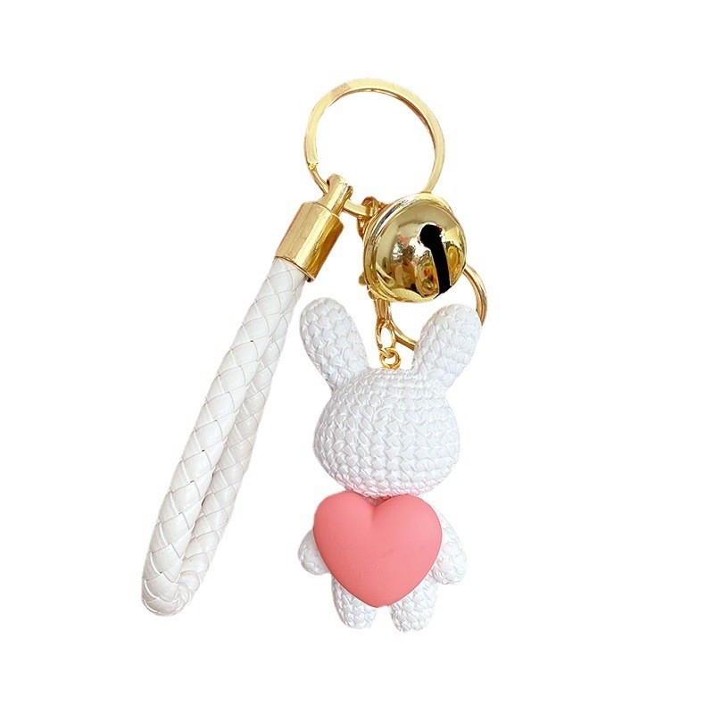 2 Kleurgraphics Hars Geweven Liefdes Rabbit Sleutelhanger voor Midden-Herfst Festival Viering