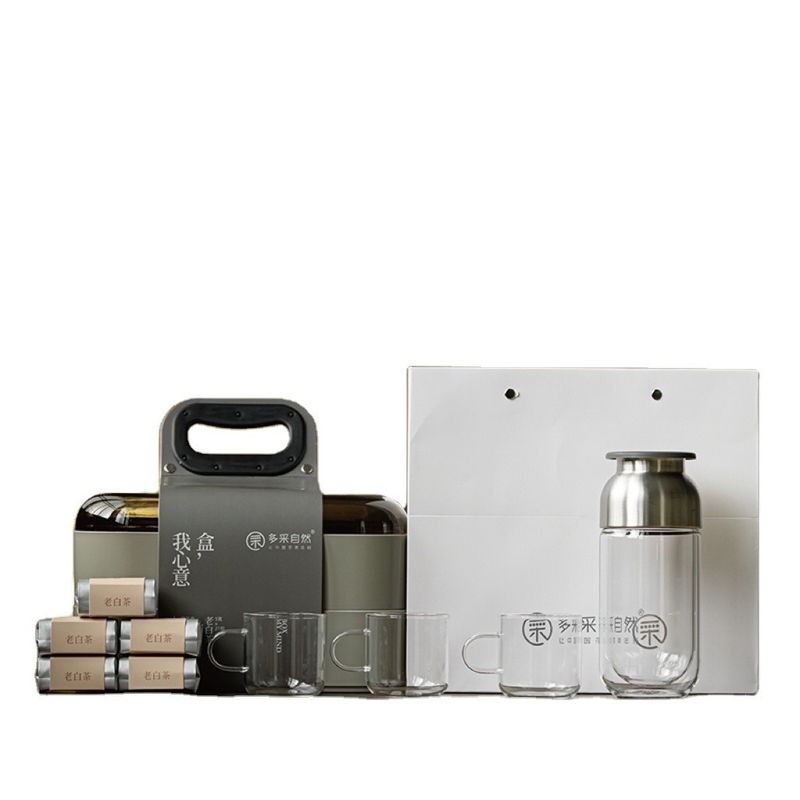 2016 Old White Tea 105g Handgemaakte glazen theepot 3 kopjes Custom Business Gift voor thee tijd
