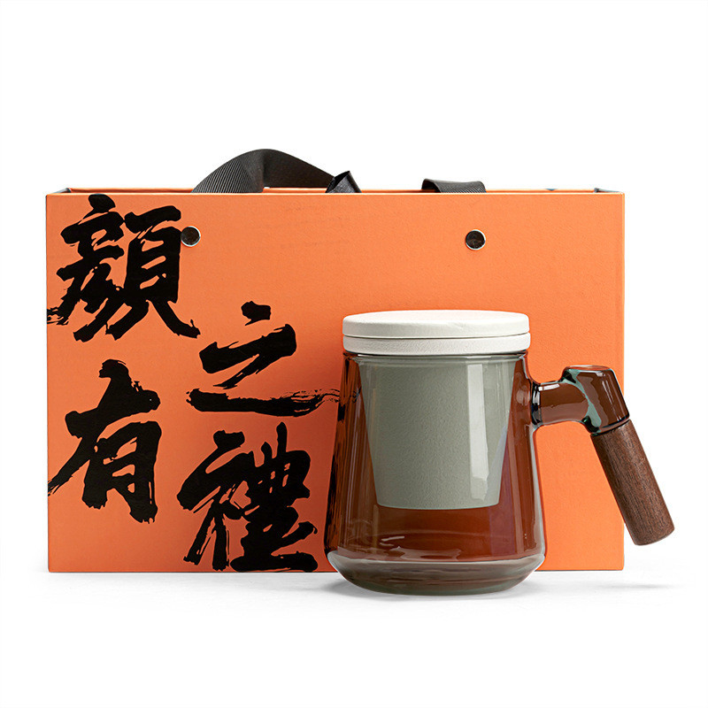 Gepersonaliseerd logo Qingchuan Theeglas Koppel Geschenkdoos Nieuwheid Geschenken voor kantoor thee scheiding
