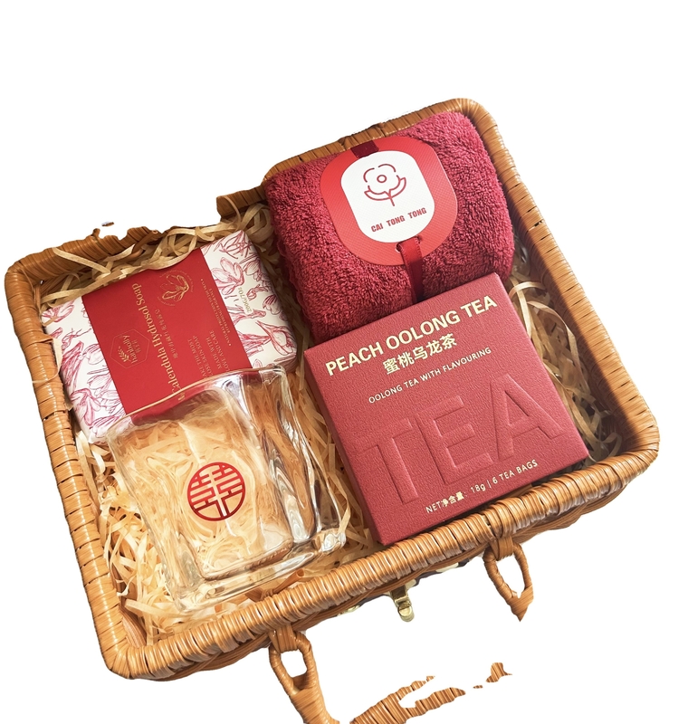 Zes stukken uitstekende Wicker Woven Basket trouwdag verjaardag cadeau set voor gasten Opening